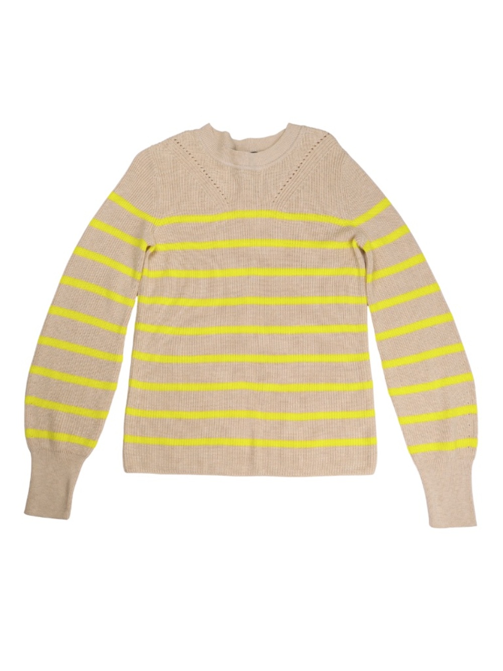 Banana Republic Striped Knit Sweater Women's XS Tan Neon Yellow Cotton Blend